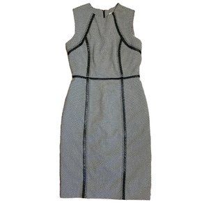 Calvin Klein Dress Womens Size 2 Black White Check Pattern Sleeveless Zip Back